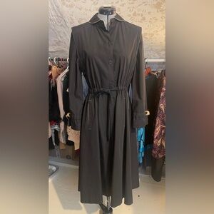 Vintage West Germany Black Trench Dress Coat – Size 36 fits S/M